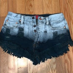 Ombré high rise jean shorts
